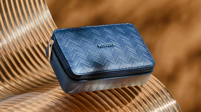 Delta and Missoni – a brand known for its creative use of colors and patterns – have elevated Delta One with a new customer amenity kit, which features Missoni's signature textured zigzag pattern on the exterior of the bag.