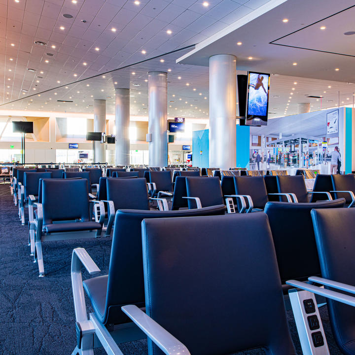 Spacious seating at Delta's new T3 facility at LAX