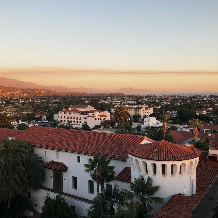 Scenic view of Santa Barbara's Spanish-influenced architecture 