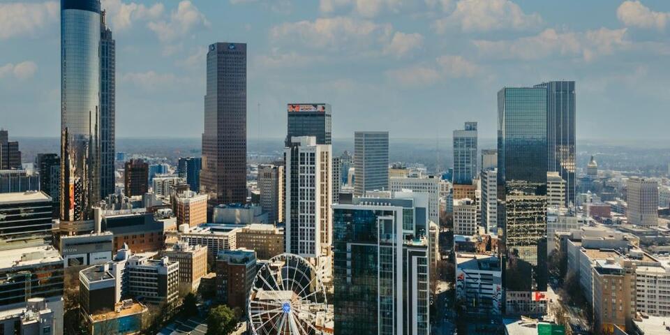 A drone view of Downtown Atlanta